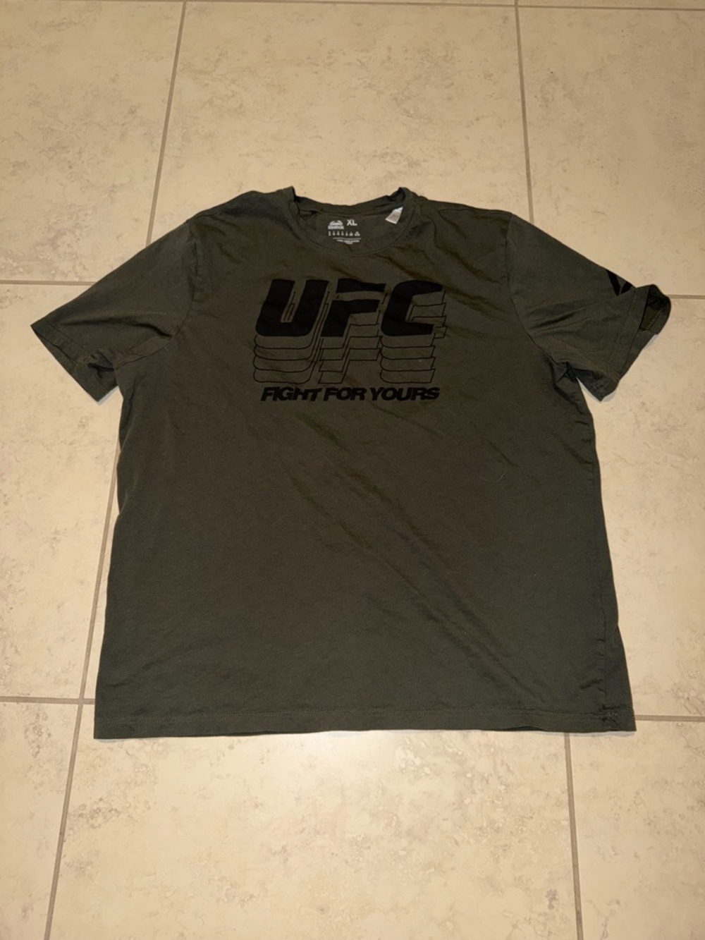 UFC Reebok "Fight For Yours" Graphic MMA T-Shirt - Olive Green - Men’s XL